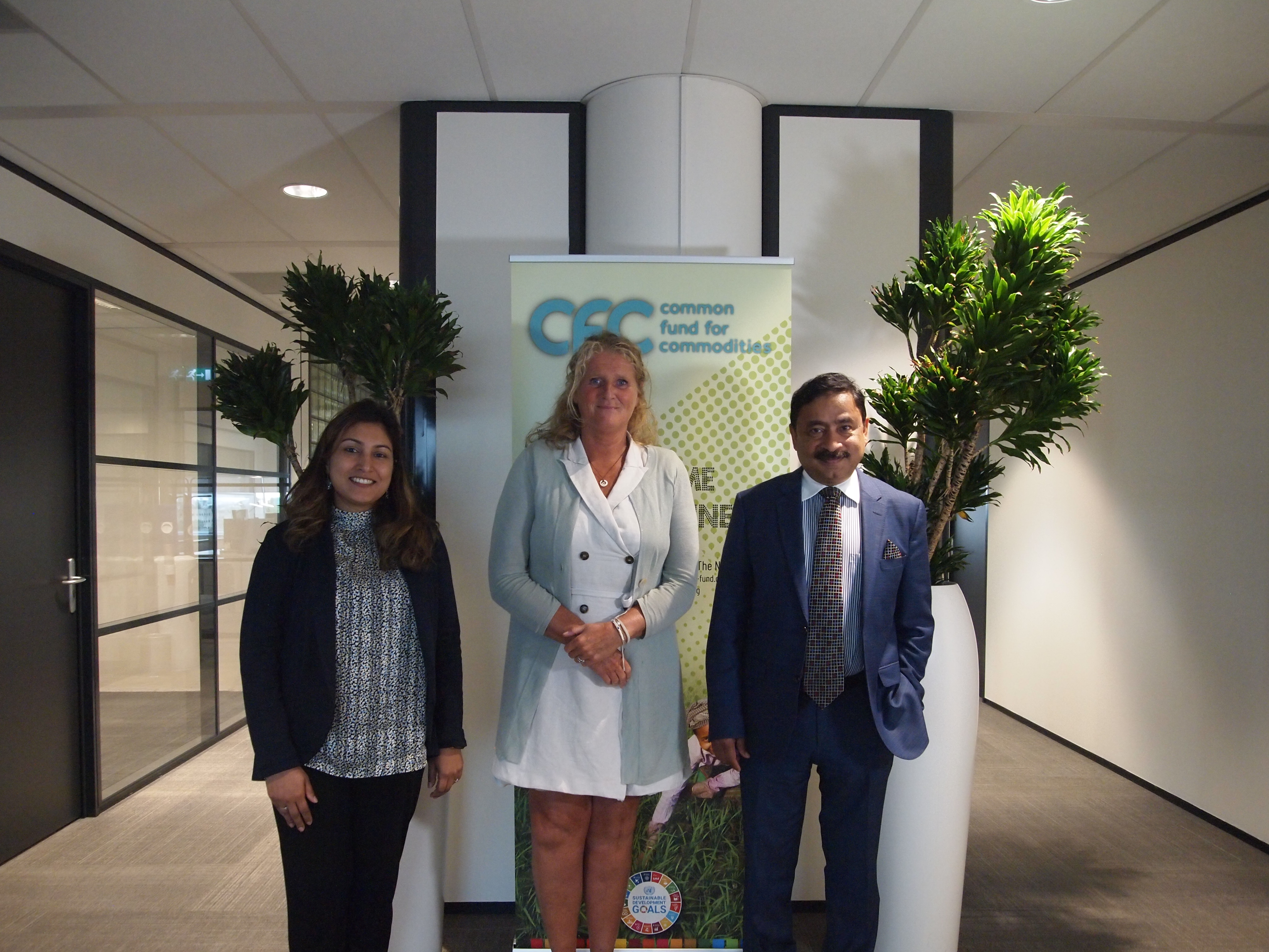 From right:  Amb. Sheikh Mohammed Belal, Managing Director of the CFC, is seen with Ms. Mathilde Miedema (center) and Ms. Sayeda N. Nahar (left).