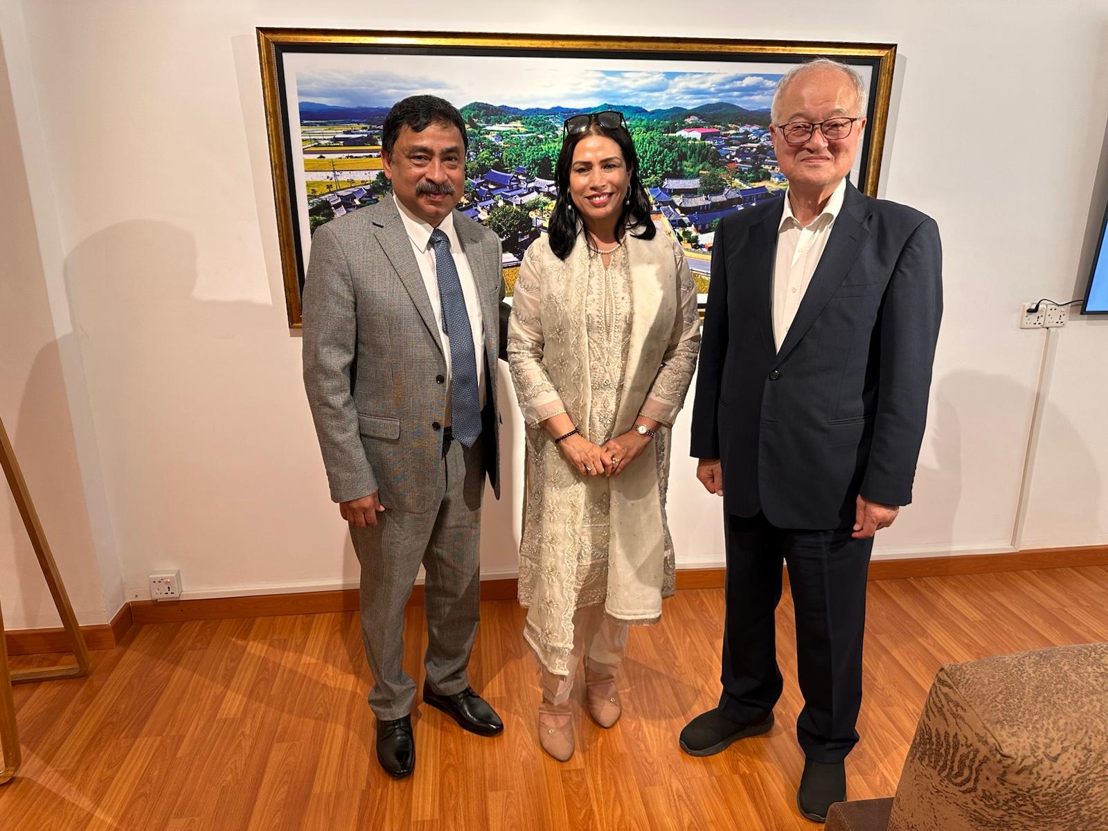 Ambassador Belal, along with his spouse Dr. Dilruba Nasrin, is seen with Mr. Kihak Sung