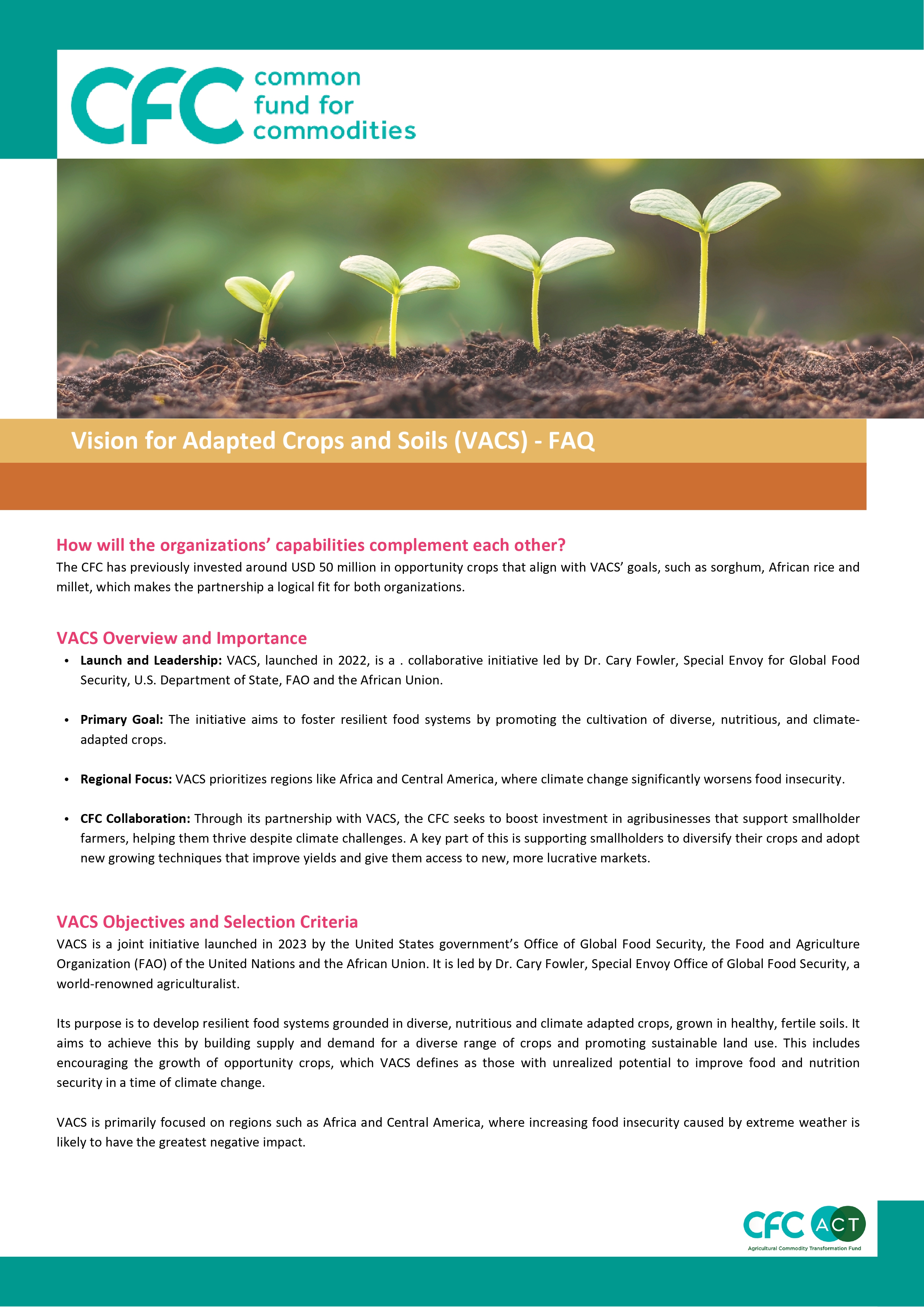 Vision for Adapted Crops and Soils (VACS) 