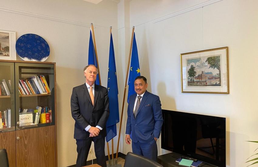 Ambassador Sheikh Mohammed Belal, Managing Director of the CFC, is seen with H.E. Mr. Didier Herbert, Head of Representation of the European Commission 