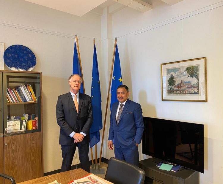 Ambassador Sheikh Mohammed Belal, Managing Director of the CFC, is seen with H.E. Mr. Didier Herbert, Head of Representation of the European Commission 
