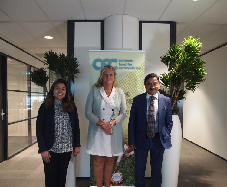 From right:  Amb. Sheikh Mohammed Belal, Managing Director of the CFC, is seen with Ms. Mathilde Miedema (center) and Ms. Sayeda N. Nahar (left).